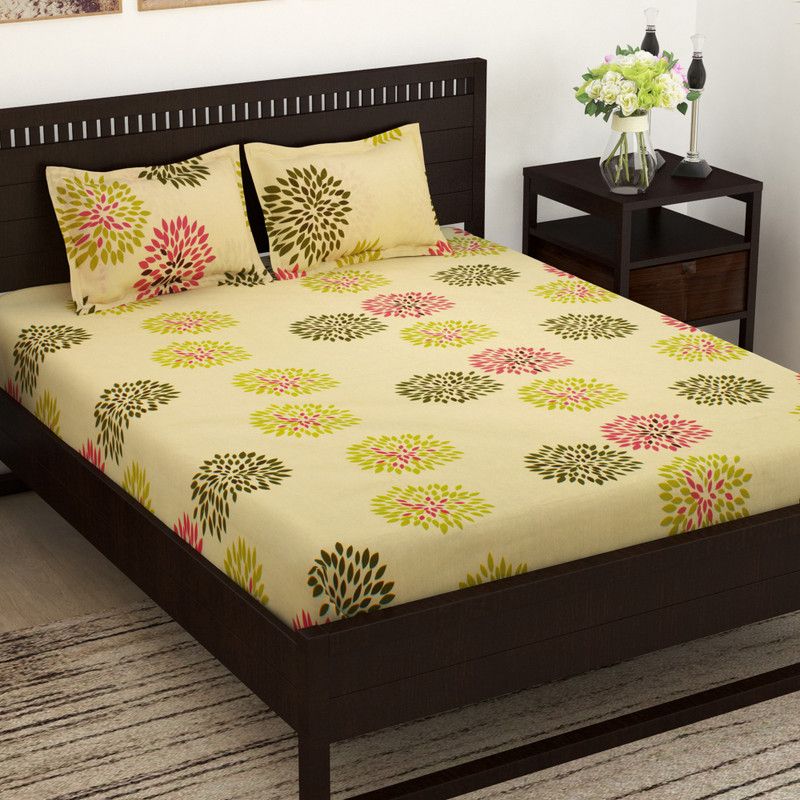 Story@home 152 TC Cotton Double Floral Flat Bedsheet  (Pack of 1, Multicolor)