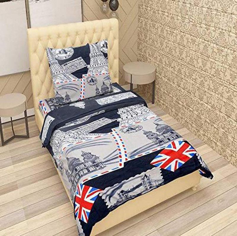 GARG INDUSTRIES 144 TC Polycotton Single Printed Flat Bedsheet  (Pack of 1, Multicolor)