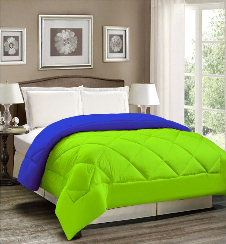 AVI Solid Double Comforter for Heavy Winter  (Polyester, Blue-Mint Green)