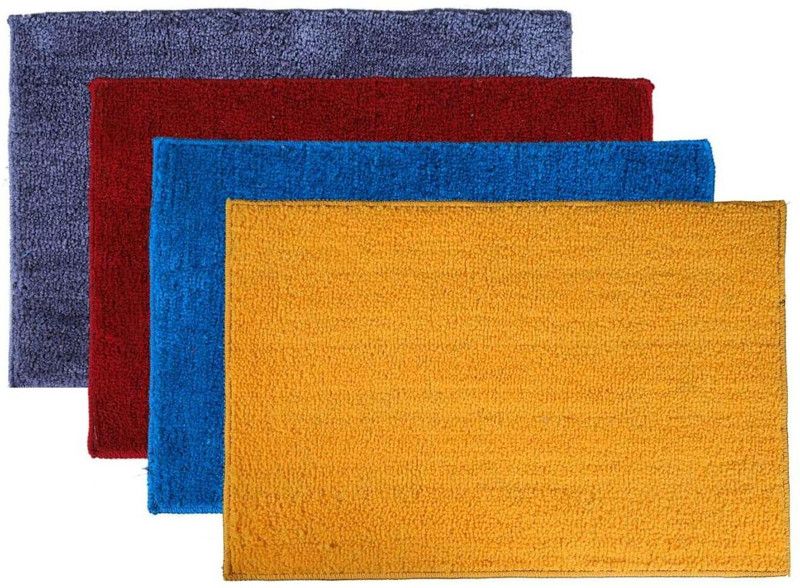 RM Handloom Polyester Door Mat  (Multicolor 4, Small, Pack of 4)