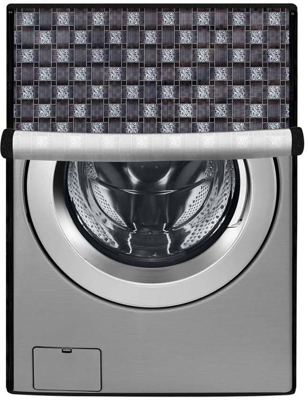 Stylista Front Loading Washing Machine Cover  (Width: 56 cm, Grey, black)