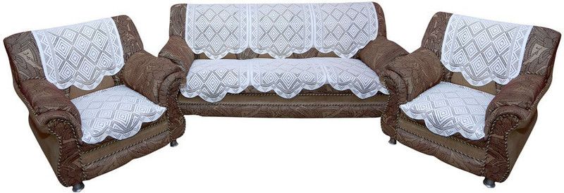 KUBER INDUSTRIES Cotton Floral Sofa Cover  (White Pack of 10)