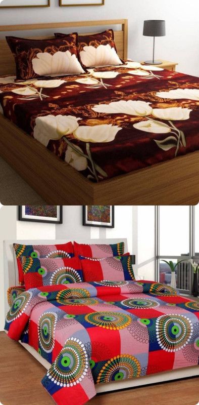 144 TC Microfiber Double Bedsheet  (Pack of 2, Red)