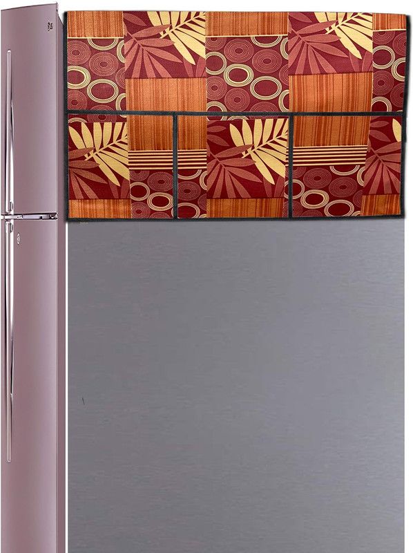 JM Homefurnishings Refrigerator Cover  (Width: 68 cm, Red oride)