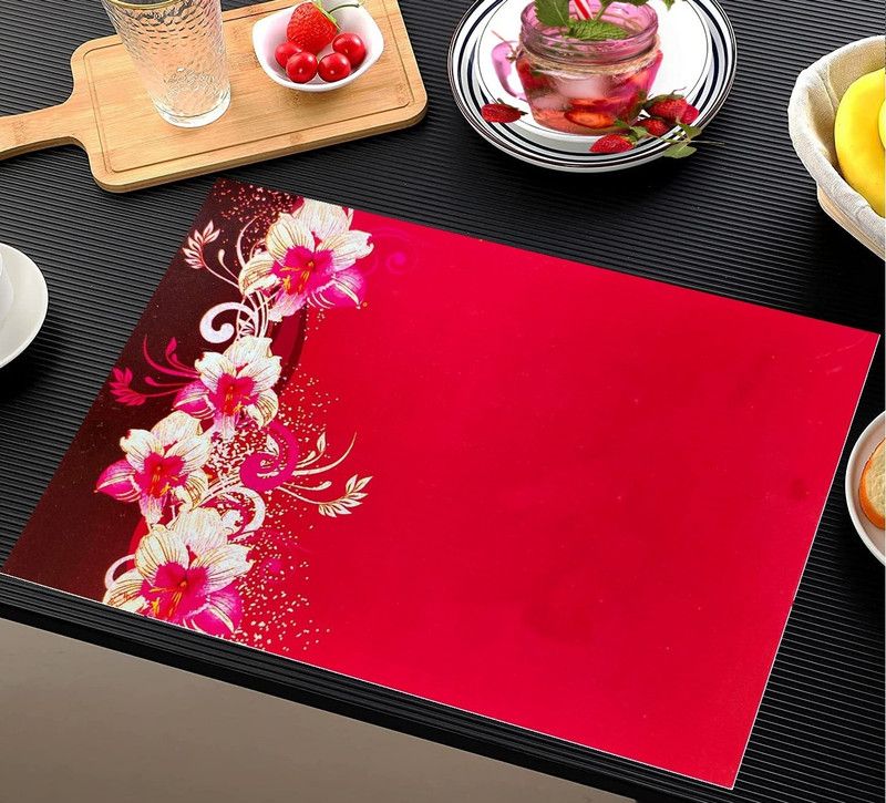 Rectangular Pack of 1 Table Placemat  (Red, PVC)