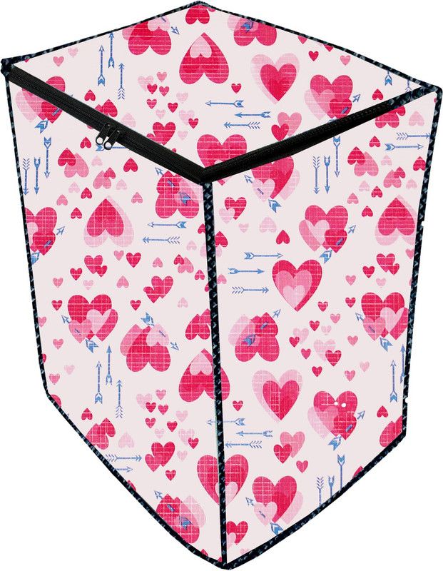 JM Homefurnishings Semi-Automatic Washing Machine Cover  (Width: 89 cm, Brink Pink, White)