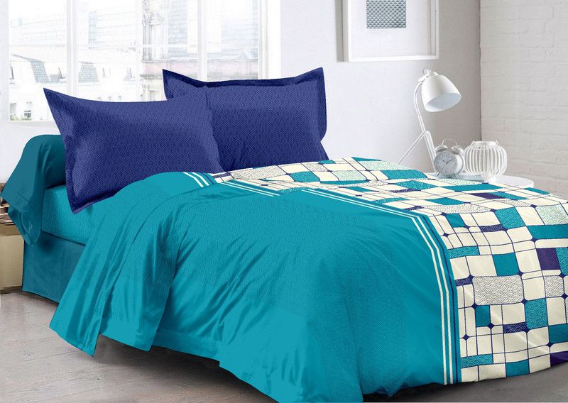 Welhous Cotton Double Checkered Flat Bedsheet  (Pack of 1, Multicolor)