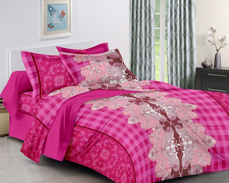 GIFTY 220 TC Cotton Queen Checkered Flat Bedsheet  (Pack of 1, Multicolor)