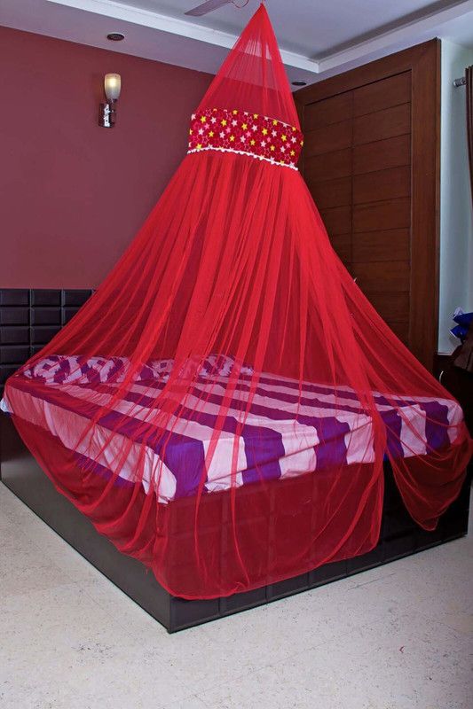 Creative Textiles Polyester Adults Washable Red Cozy Sleep Mosquito Net  (Red, Ceiling Hung)