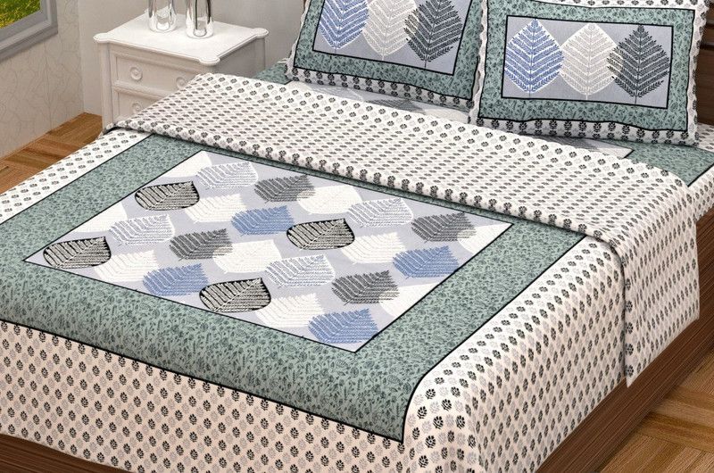 Unique Fashion 156 TC Cotton Double Printed Flat Bedsheet  (Pack of 1, multicllors)