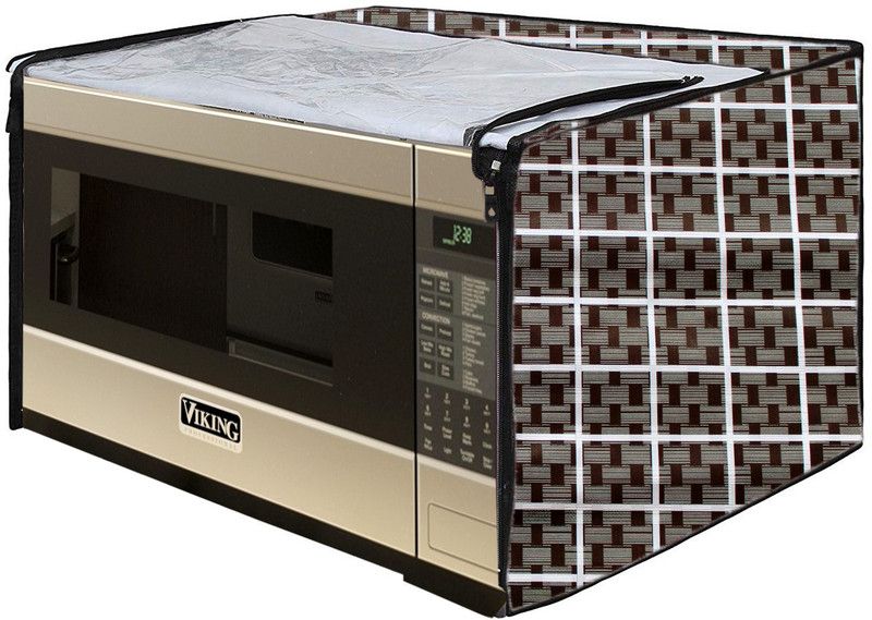 KingMatters Microwave Oven Cover  (Width: 37 cm, Black, Grey)