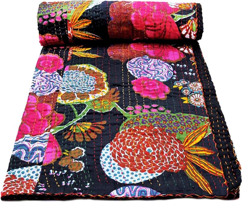 Shoppingmonk 240 TC Cotton King Abstract Flat Bedsheet  (Pack of 1, Multicolor)