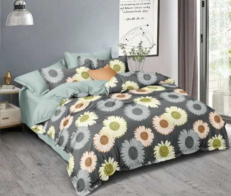 rj enterprises 144 TC Cotton Double Printed Flat Bedsheet  (Pack of 1, Multicolor)