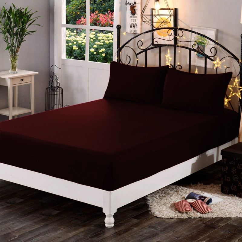 Cozy Life Fitted Single Size Waterproof Mattress Cover  (Brown)