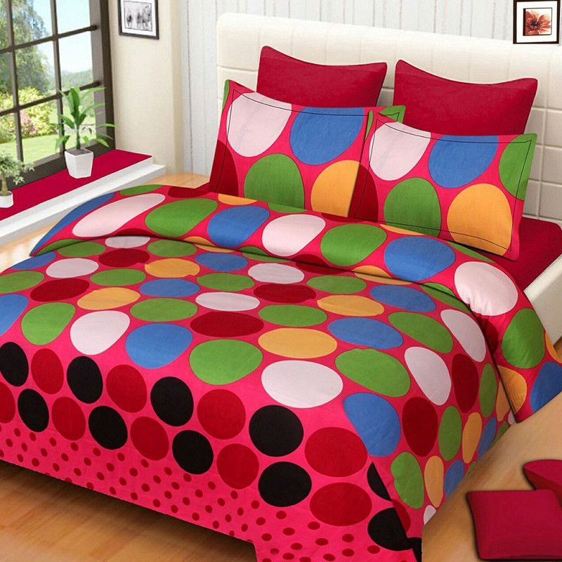 TrueValue Creations 180 TC Polycotton Double Self Design Flat Bedsheet  (Pack of 1, Multicolor)