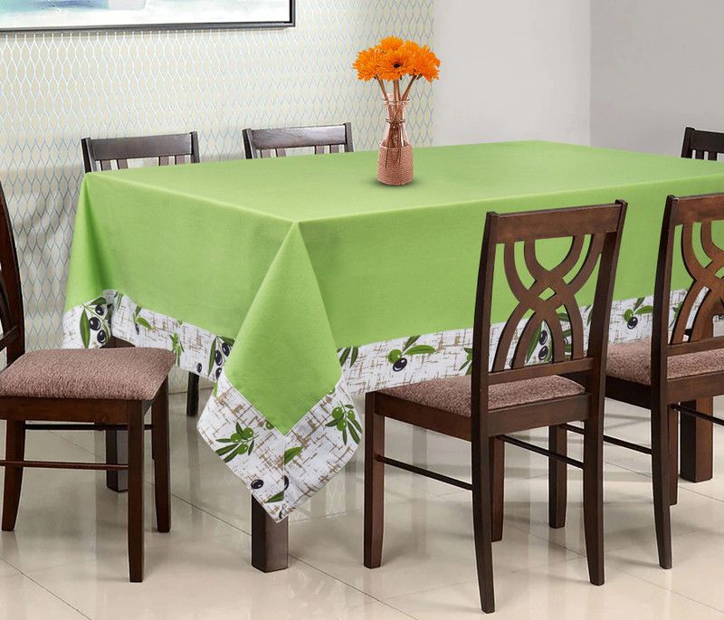 AIRWILL Printed 6 Seater Table Cover  (Green, Cotton)