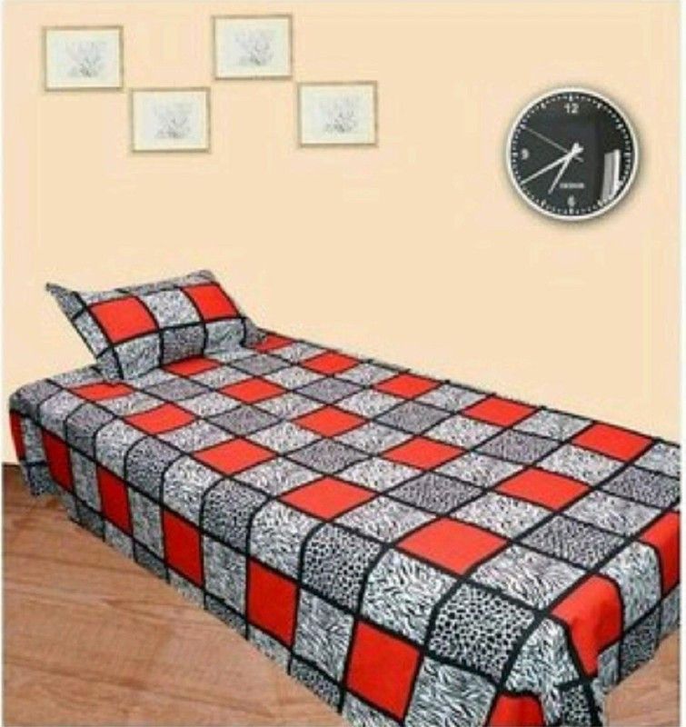 JAAT HUB 144 TC Polycotton Single Abstract Flat Bedsheet  (Pack of 1, Design2)