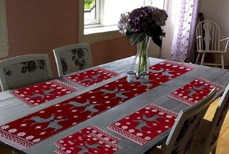 leelag Rectangular Pack of 6 Table Placemat  (Maroon, Cotton)