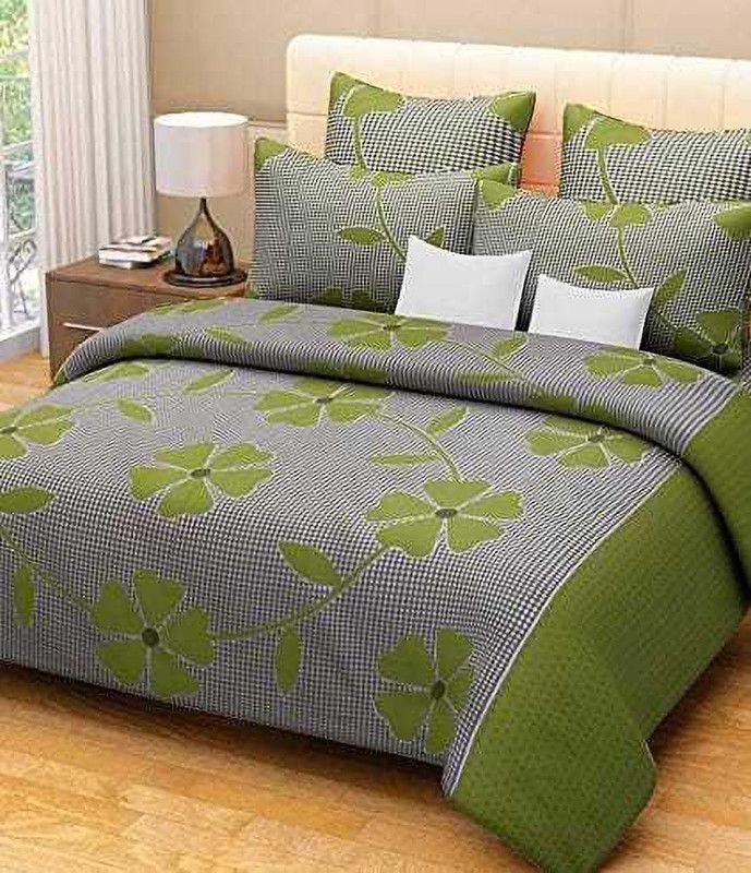 YOURUG 500 TC Polycotton Double Floral Flat Bedsheet  (Pack of 1, Multicolor)