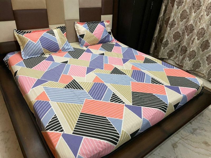 Salasar Traders 144 TC Cotton Double Printed Flat Bedsheet  (Pack of 1, Multicolor)