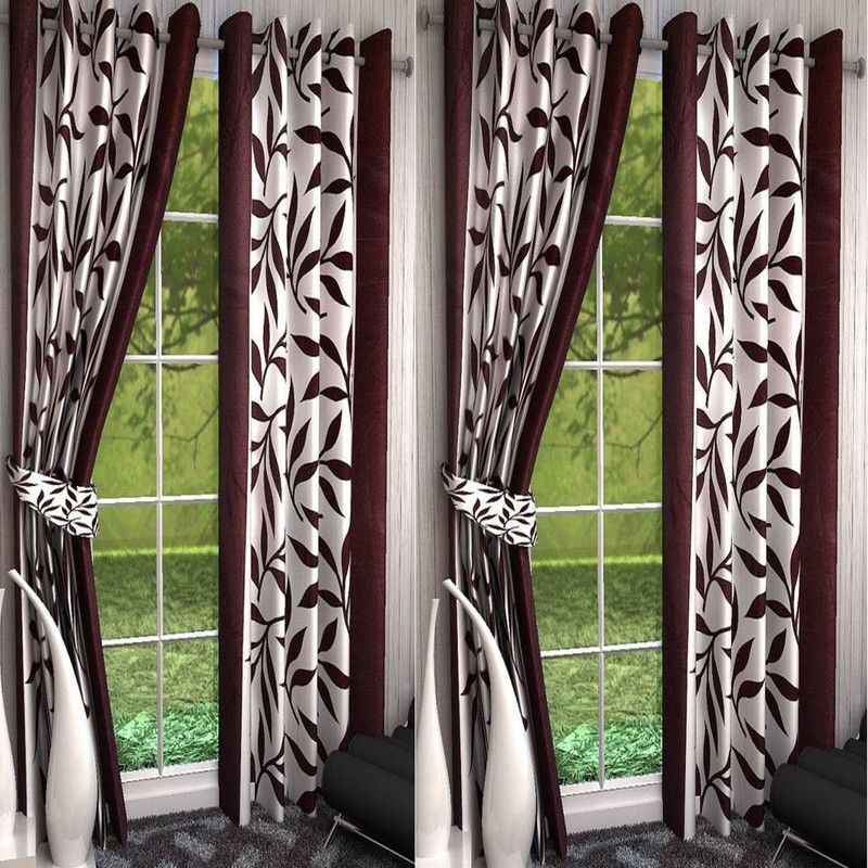 212 cm (7ft) Door Curtain  (Brown, Pack of 4)