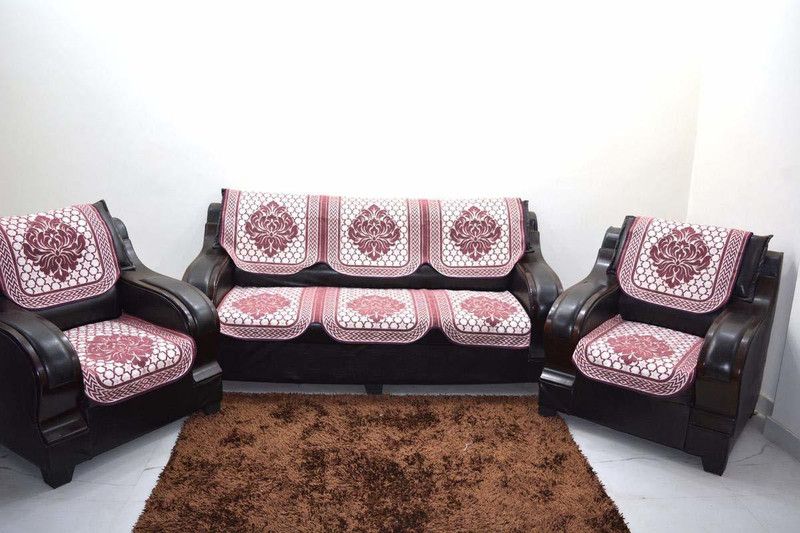 KINGLY Chenille Abstract Sofa Cover  (PURPLE Pack of 16)