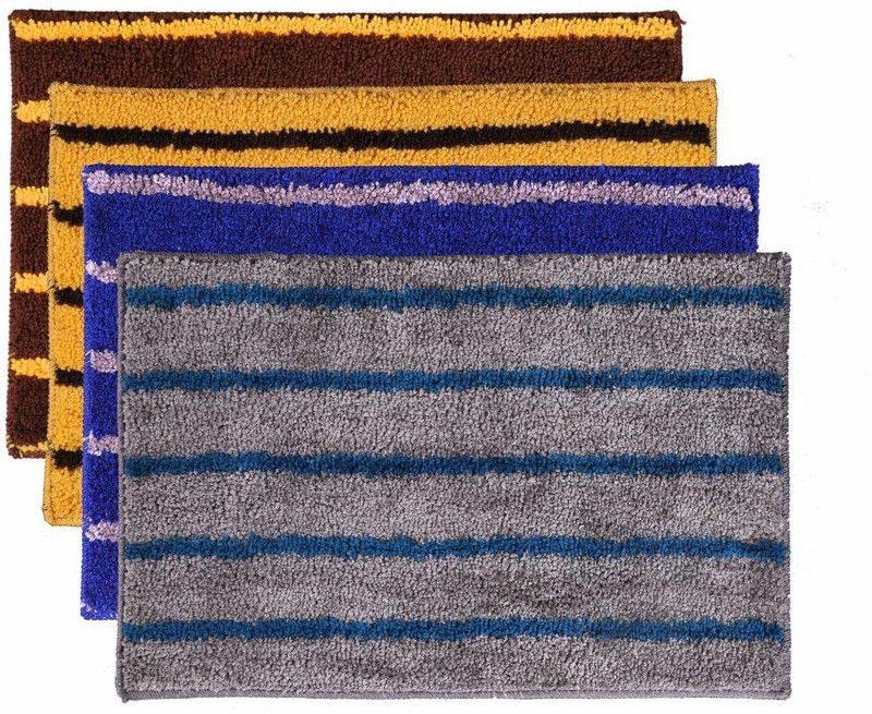 RM Handloom Polyester Door Mat  (Multicolor 1, Small, Pack of 4)