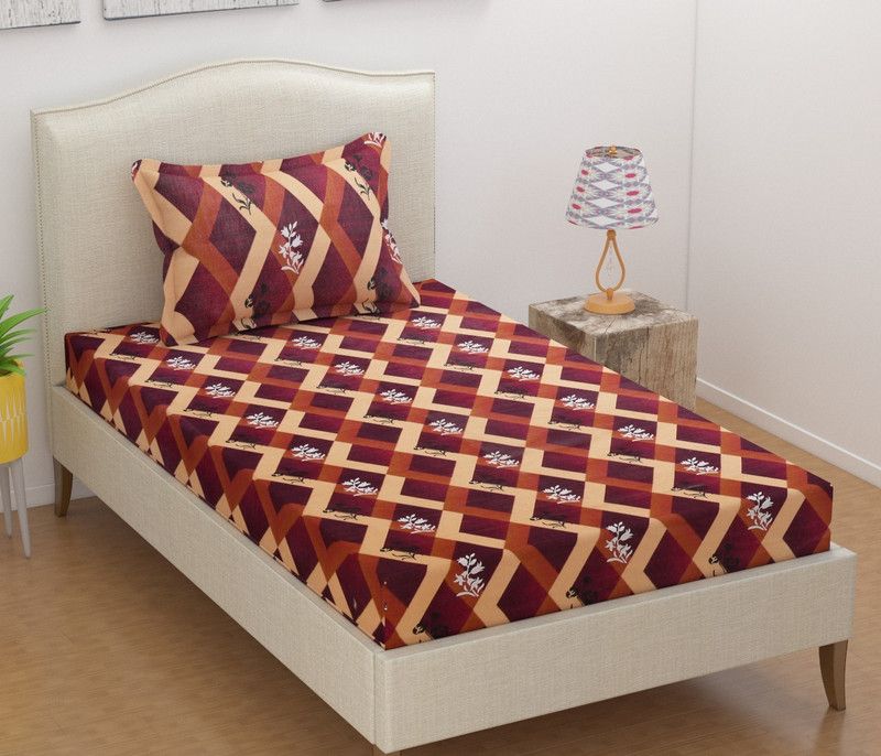 BEING CREATION 125 TC Cotton Single Abstract Flat Bedsheet  (Pack of 1, Multicolor)