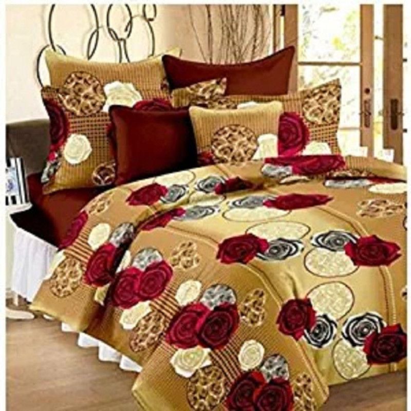Panipat 152 TC Polycotton Double Printed Flat Bedsheet  (Pack of 1, Brown)