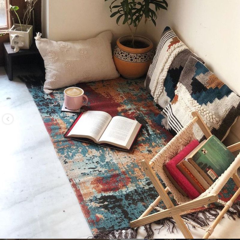 Viceroy Red, Black, Orange Cotton Area Rug  (70 cm, X 115 cm, Rectangle)