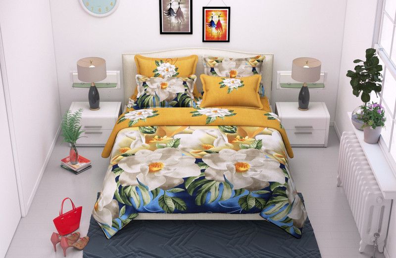 144 TC Polycotton Double Bedsheet  (Pack of 1, Multicolor)