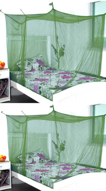 Shreejee Nylon Adults Washable 2 Pcs. Nylon Adults single Bed lite Green color Mosquito Net 3x6 feet Mosquito Net  (Green, Bed Box)
