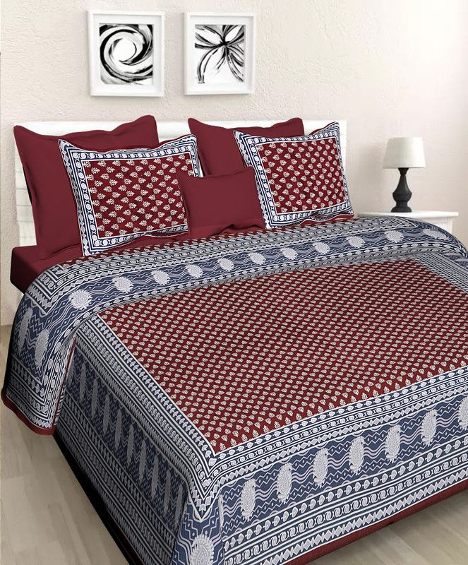 Cotton Double King Bedsheet  (Pack of 1, MAROON)
