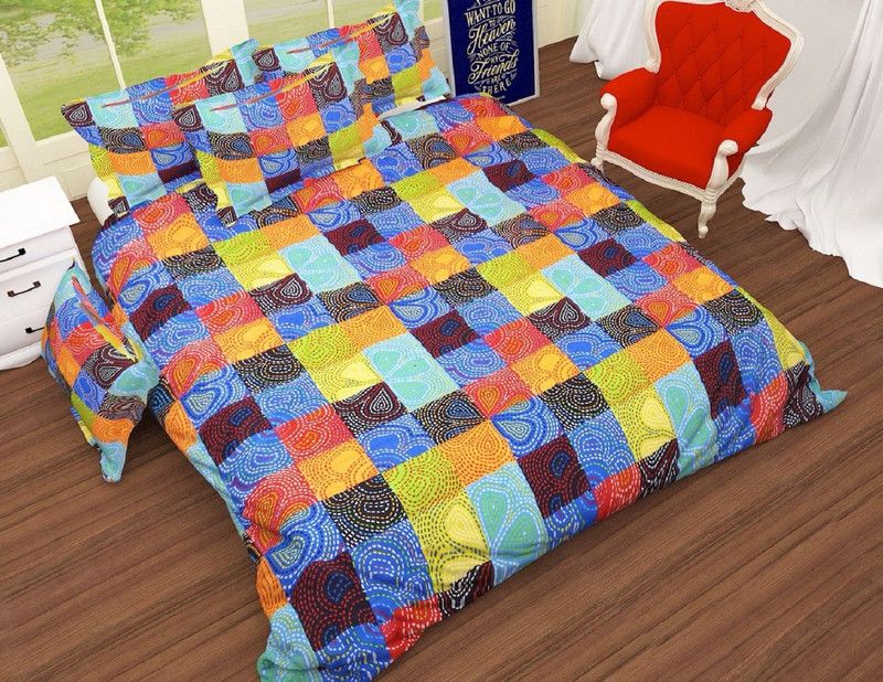 New panipat textile zone 132 TC Polycotton Queen 3D Printed Flat Bedsheet  (Pack of 1, Multicolor)