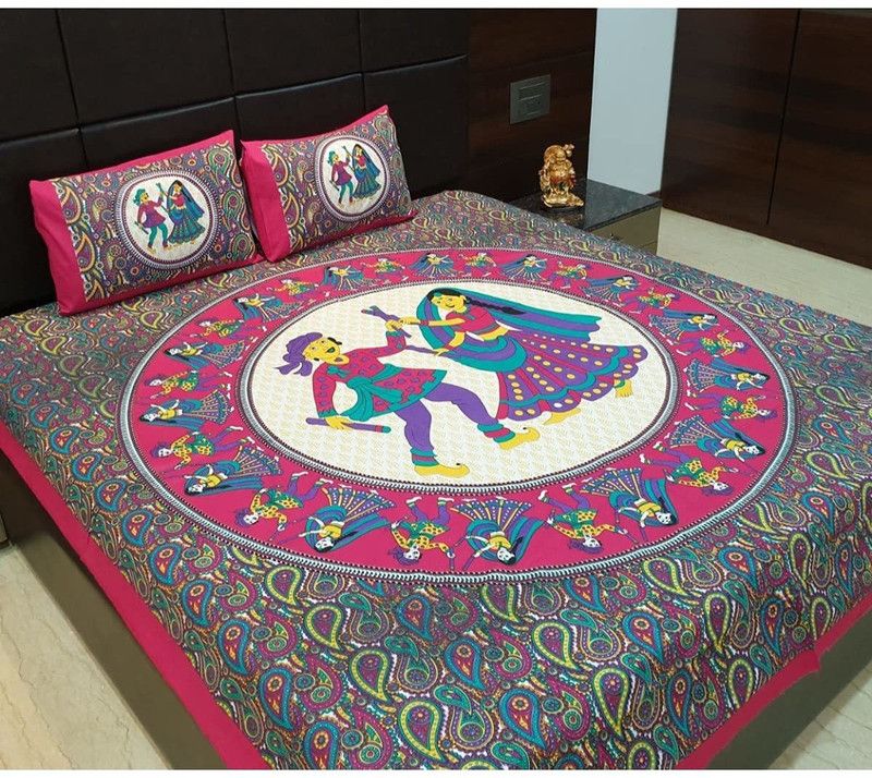 Reet 155 TC Cotton Double Paisley Flat Bedsheet  (Pack of 1, Multicolor)