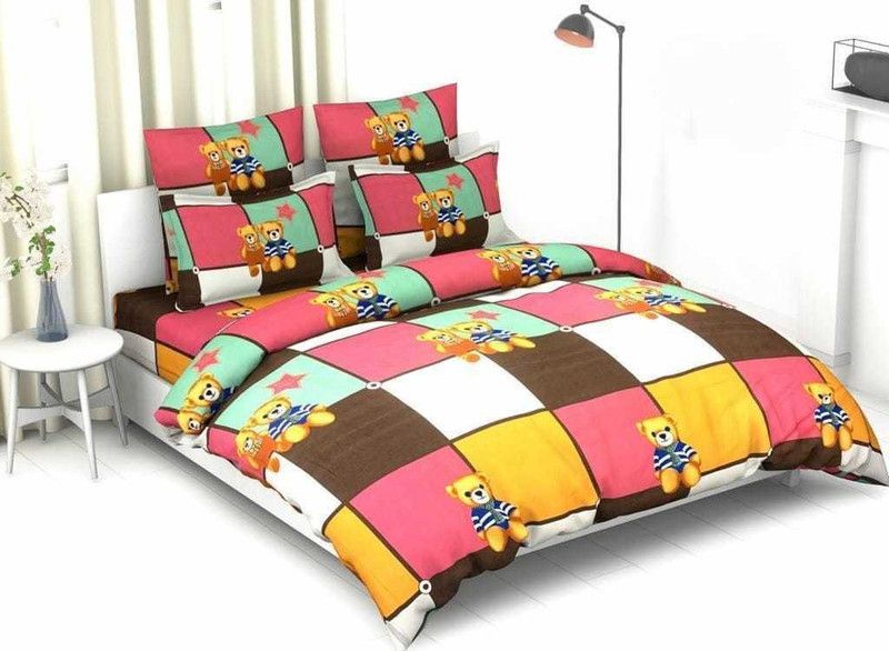 Clover 160 TC Polycotton Queen 3D Printed Flat Bedsheet  (Pack of 1, SKY BLUE)