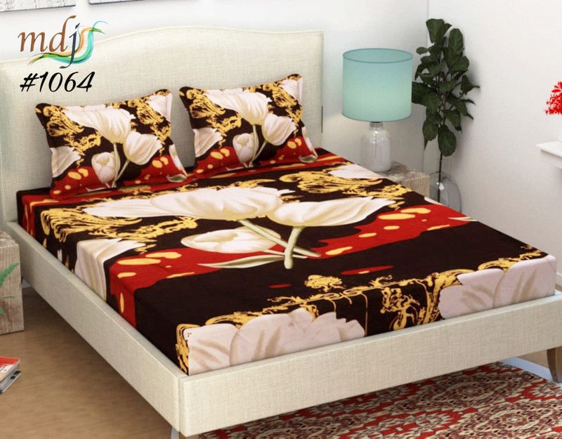 VHD 144 TC Polycotton Double Floral Flat Bedsheet  (Pack of 1, Multicolor)