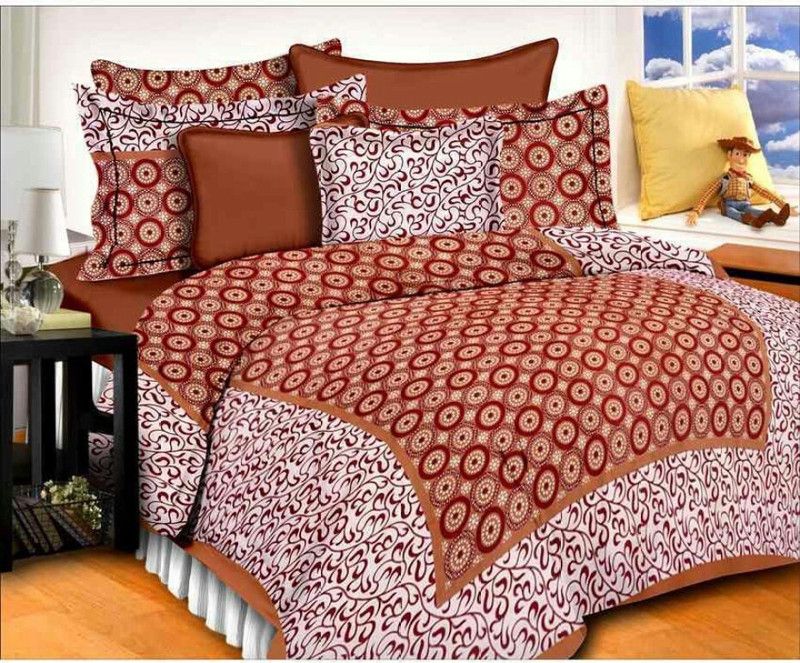 Sonal Textiles 250 TC Cotton Queen Floral Flat Bedsheet  (Pack of 1, Brown, White)