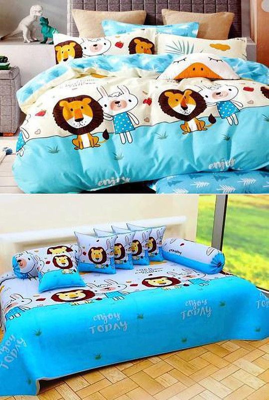 HOMYBEES 210 TC Microfiber King Cartoon Flat Bedsheet  (Pack of 2, Multicolor)