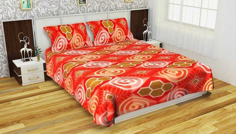 SKHD 144 TC Cotton Double Printed Flat Bedsheet  (Pack of 1, Multicolor)