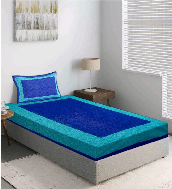 SHYAM 450 TC Cotton Single 3D Printed Flat Bedsheet  (Pack of 1, Multicolor 64)