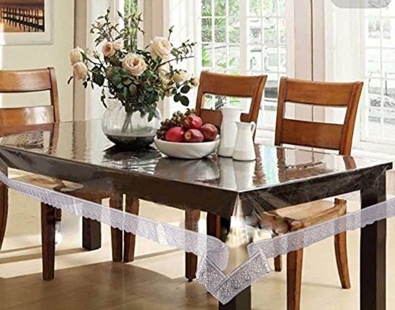 Style your home Self Design 6 Seater Table Cover  (Transparent, PVC (Polyvinyl Chloride))