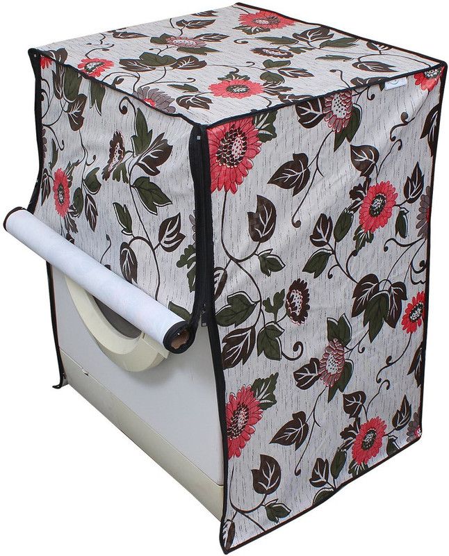 KingMatters Front Loading Washing Machine Cover  (Width: 69 cm, Grey, Printed)