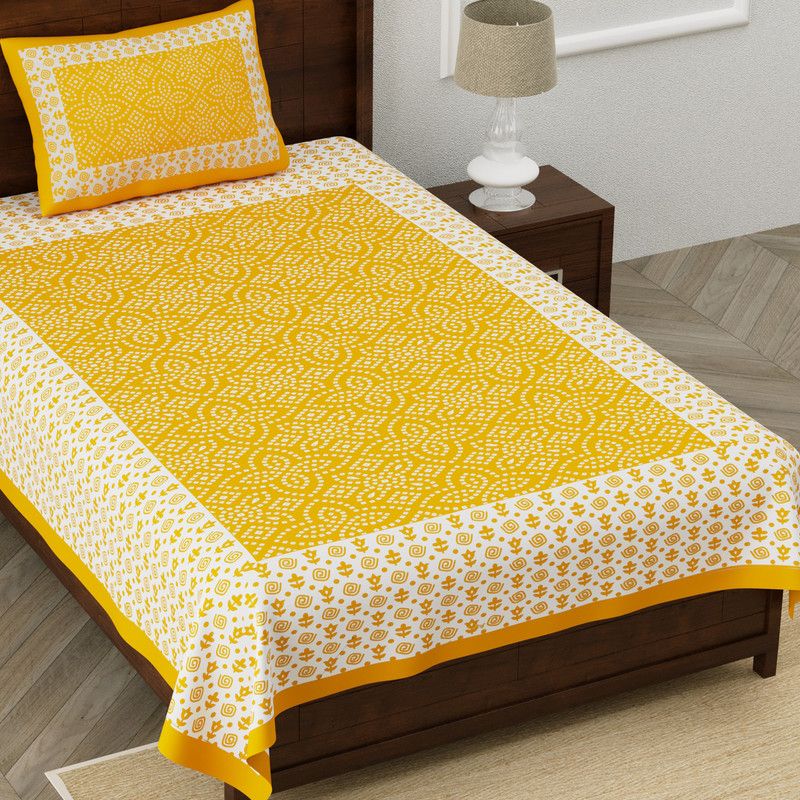 Sabhya Collection 144 TC Cotton Single Printed Flat Bedsheet  (Pack of 1, Multicolor138)