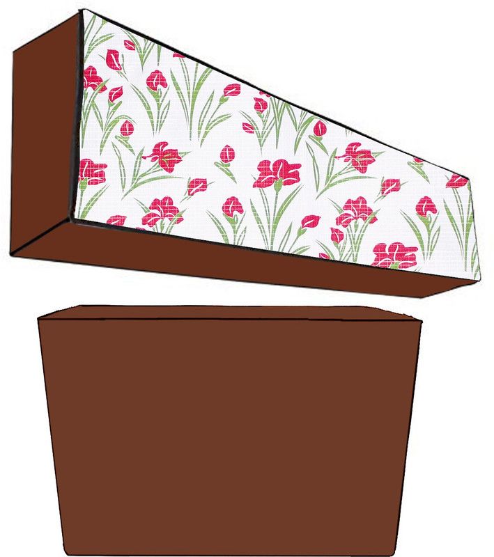 JM Homefurnishings Air Conditioner Cover  (Width: 105 cm, Red, White)