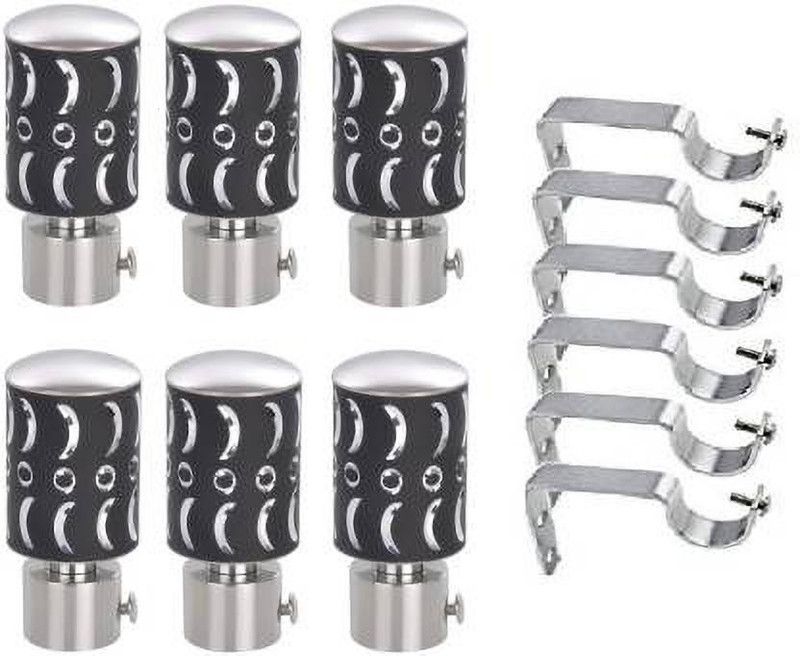 AKSHAYA ENTERPRISES Silver, Black Rod Rail Bracket, Curtain Knobs Metal  (Pack of 12)