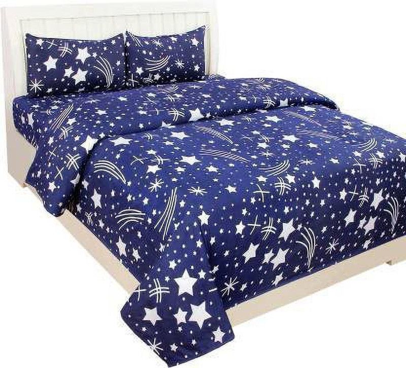 Recstiria Fab Polycotton Double Bed Cover  (Blue)