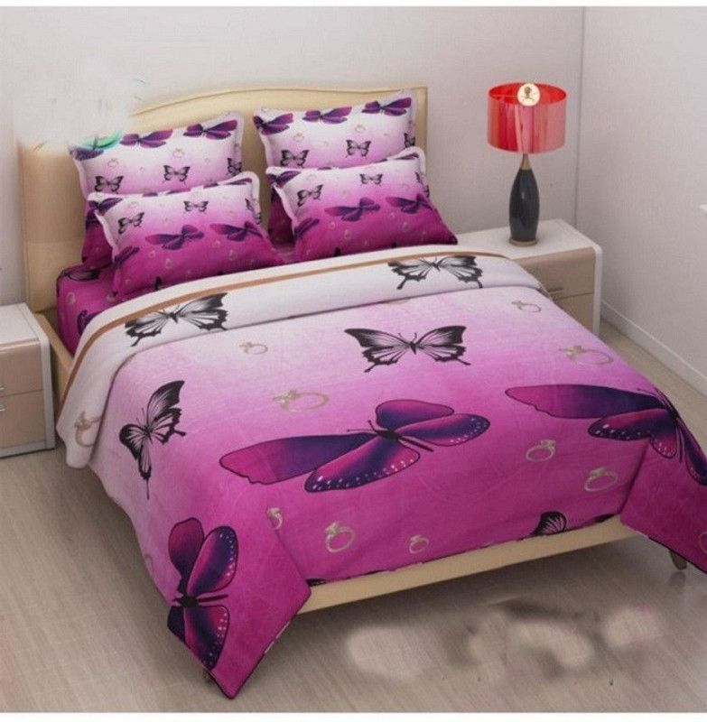 Kapi Fab 150 TC Polycotton Double 3D Printed Flat Bedsheet  (Pack of 1, Purple)