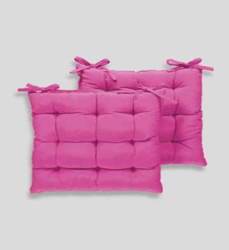 M G'S Real Decor Cotton Solid Chair Pad Pack of 2  (DARK PINK)