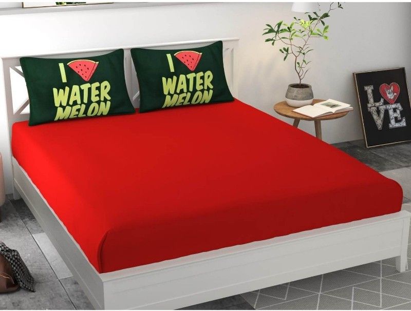 Homexy 251 TC Microfiber Double Solid Flat Bedsheet  (Pack of 1, Red Green)